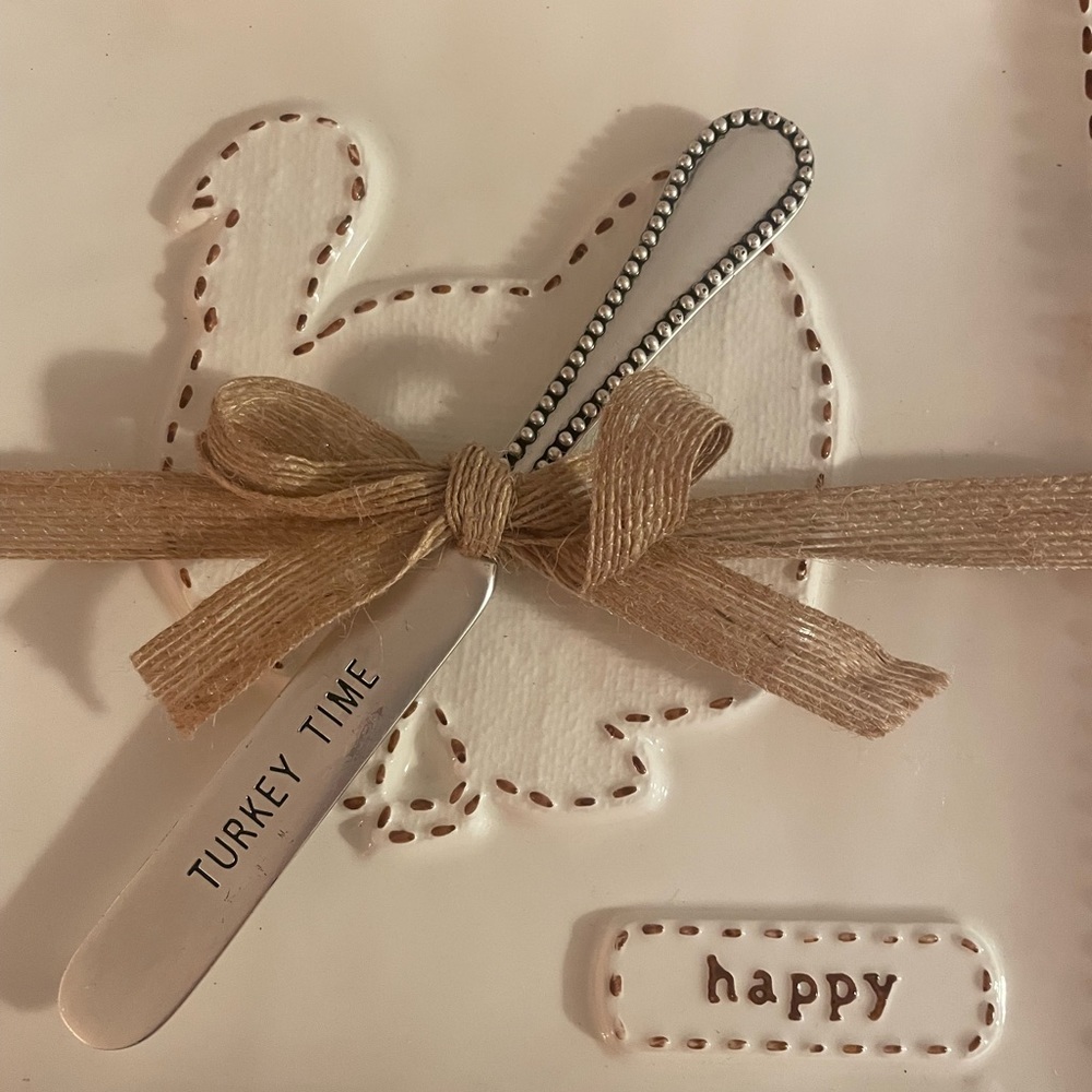 Mud Pie Happy Turkey Time Platter Set